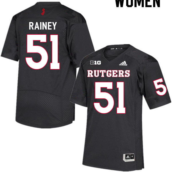 Women #51 Troy Rainey Rutgers Scarlet Knights College Football Jerseys Sale-Black - Click Image to Close